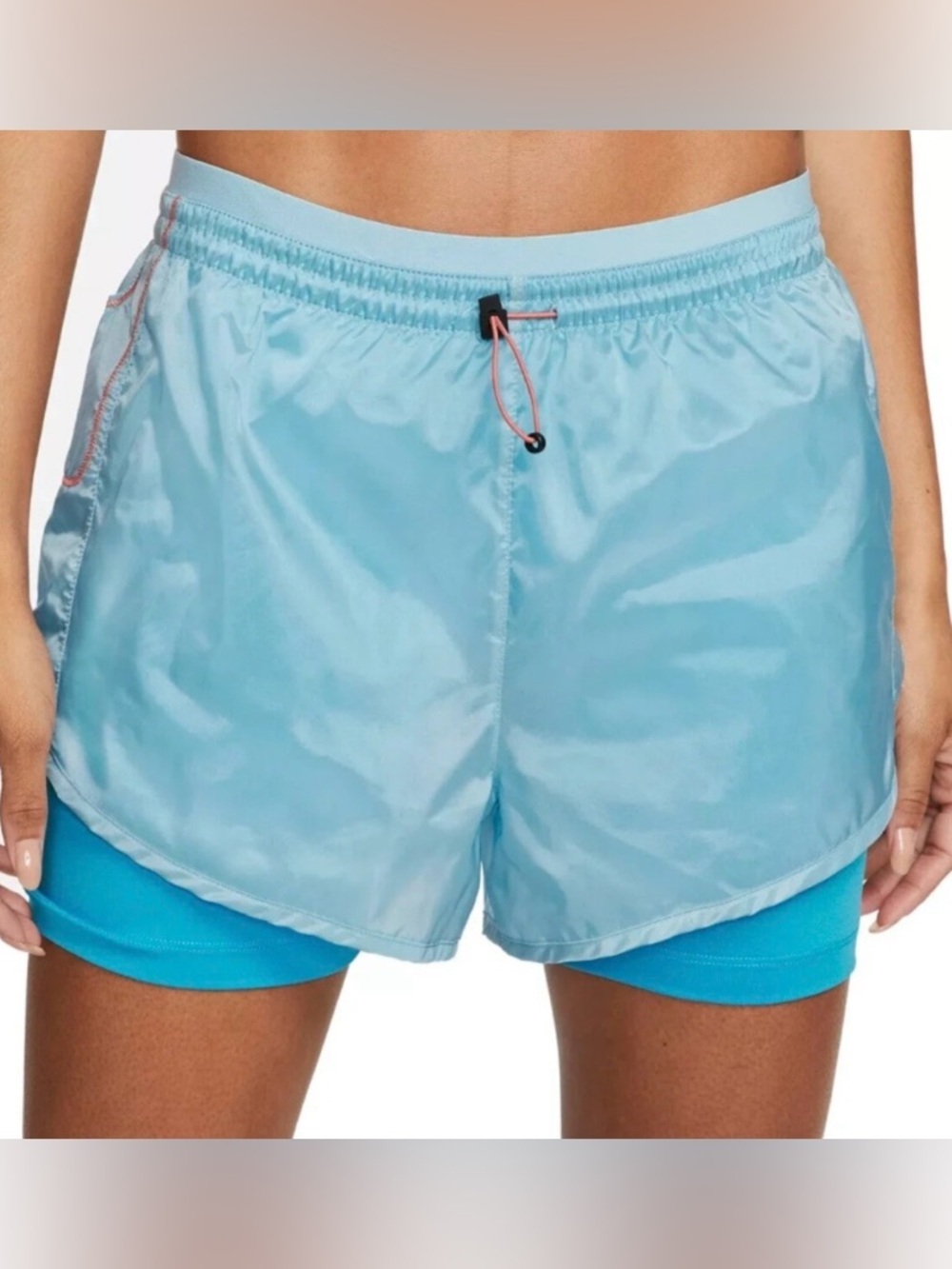 NWT Nike Women's Icon Clash Tempo Luxe 2-in-1 Running Shorts light blue color